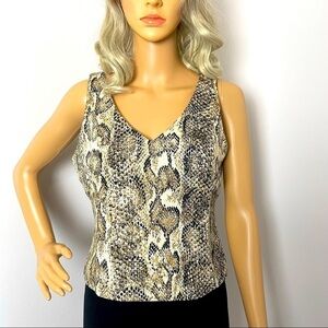 Vintage Lined Animal Print Tank Top with Back Zip-Up